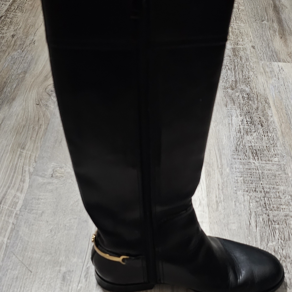 Authentic Tory Burch Kneel High Black Leather Riding Boots - Picture 3 of 16